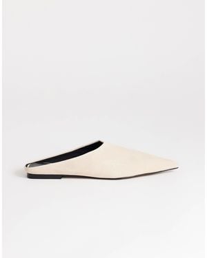 TOPSHOP – dawn – flache, spitze schuhe aus echtem wildleder - Weiß
