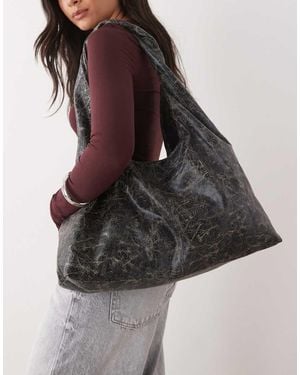 Weekday Bolso De Hombro Holgado De Antelina De - Gris