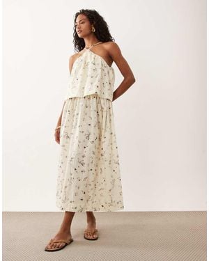 ASOS Halter Double Layer Maxi Dress - Natural