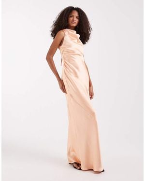Pretty Lavish Everlee Satin Cowl Maxi Dress - Natural