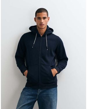 Brave Soul Zip Through Hoodie With Drawcords - Blue
