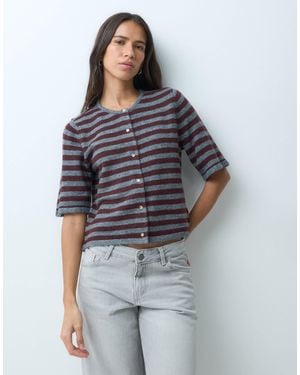 ONLY Short Sleeve Knitted Cardigan - Gray