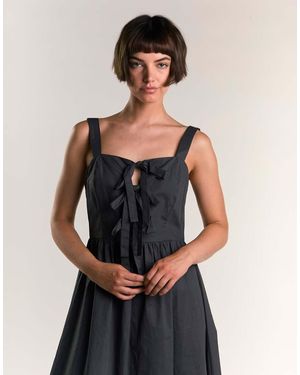 Glamorous Tie Front Midi Dress - Black