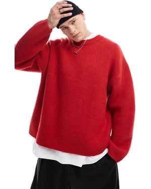 Weekday Teo Wool Blend Oversized Sweater - Red