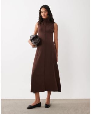 ASOS Sleeveless Exposed Seam Midi Dress - Brown