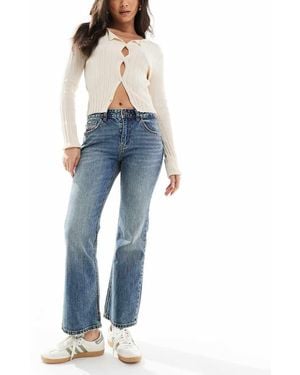 Stradivarius Str Flare Cropped Jean - Blue