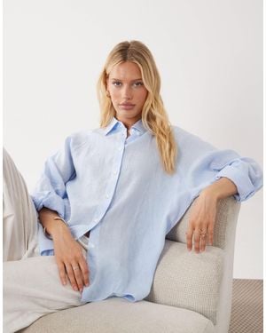 ARKET – oversize-hemd aus reinem leinen - Blau