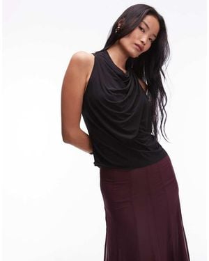 & Other Stories Halterneck Drapey Top - Black