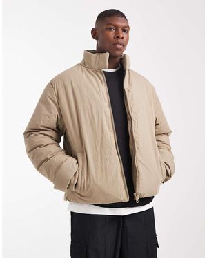 ASOS Puffer Jacket With Funnel Neck - Natural