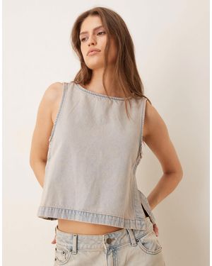 JJXX Co-ord Denim Top With Side Detail - Gray