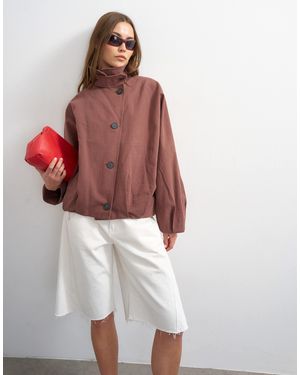TOPSHOP Funnel Neck Bomber Jacket - Red