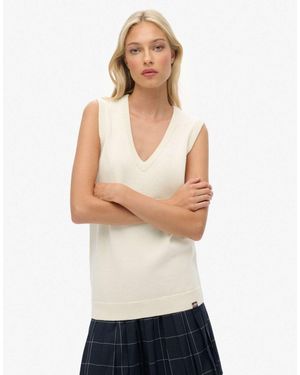 Superdry – athletic essentials – tanktop aus strick - Weiß