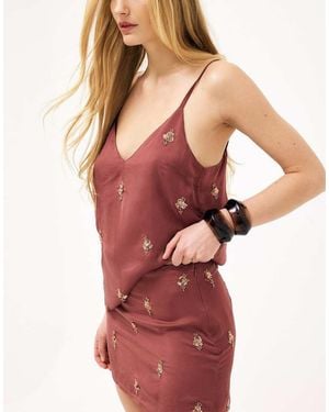 NA-KD Sequin Beaded Strap Top - Red