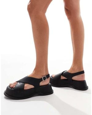 Truffle Collection Chunky Cross Strap Sandals - Black