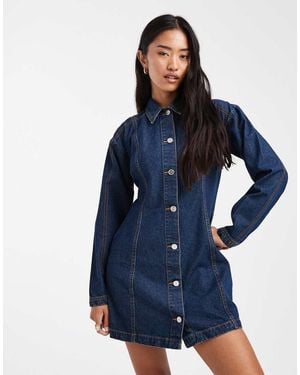 Miss Selfridge Denim Fitted Shirt Dress - Blue