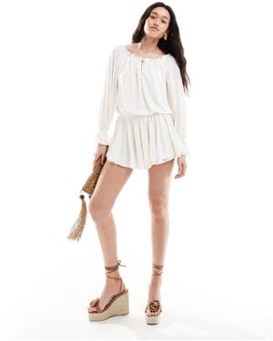 Bershka Bardot Blouson Mini Dress - White