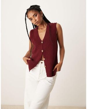 ASOS Slub Knit Relaxed Fit Waistcoat - Red