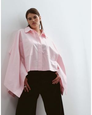 ARRANGE Curve chemise oversize style cape à coupe carrée en coton - Rouge