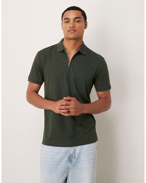 SELECTED Homme Half Zip Polo Shirt - Green