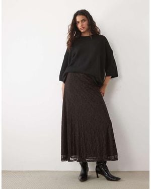 New Look Lace Midi Skirt With Hanky Hem - Black