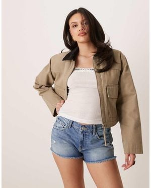 Gina Tricot Raw Hem Distressed Look Denim Shorts - Blue