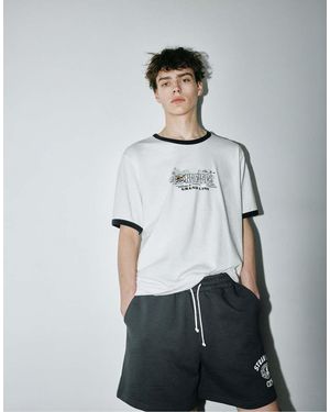 Pull&Bear One Piece Ribbed T-Shirt - White