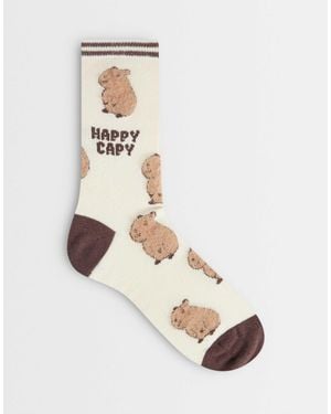 Accessorize Happy Capybara Socks - Natural