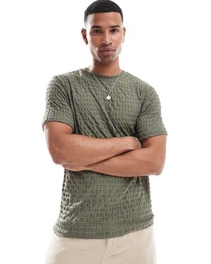 ASOS T-Shirt Kaki Testurizzata - Grigio