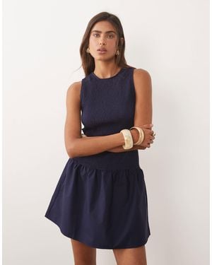 Mango Cotton Rich Racer Mini Dress - Blue