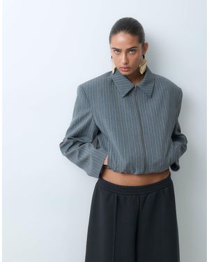 ASOS Oversized Shoulder Bomber Jacket - Blue