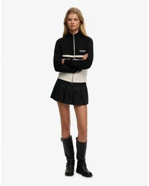 Superdry – kurzer falten-skort - Schwarz