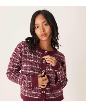 Vila Boucle Check Cardigan Co-ord - Red