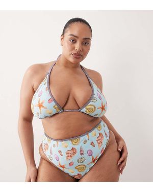 ASOS Asos Design Curve Solar Starfish High Leg High Waist Bikini Bottom - Blue