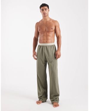 ASOS Lounge Bottoms With Wide Leg - Natural