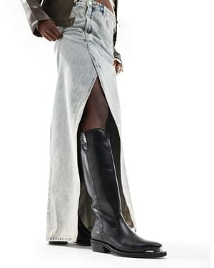 OFF THE HOOK Acton Leather Knee High Biker Boots - Black