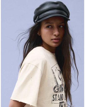 Bershka Cappello Stile Baker Effetto Pelle - Nero