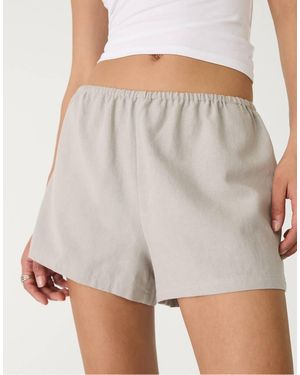 Stradivarius Linen Blend Shorts - Grey