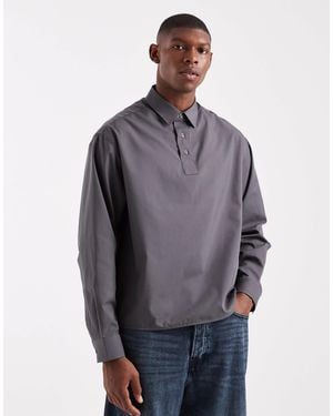 ASOS Oversized Poplin Rugby Shirt - Gray