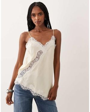 Jdy Asymmetric Cami Top With Lace Detail - Multicolour