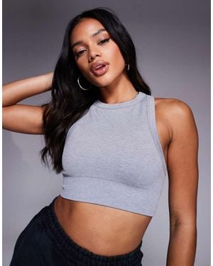 4505 Active Double Layer Support Seamless Rib Sports Bra - Grey