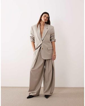 ARRANGE Pleat Front Wide Leg Trousers - Natural