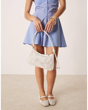 ASOS Sac porté épaule design tressé ajouré avec anses fines - Bleu