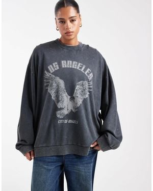ASOS Asos Design Curve Oversized Sweatshirt With Eagle Graphic - Grey