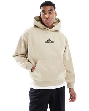 Pull&Bear Felpa Con Cappuccio Con Stampa "Montreux" Sul Retro - Neutro