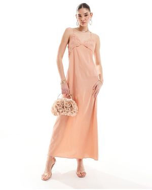 Pretty Lavish Vestito Lungo Testurizzato Color Terracotta - Bianco