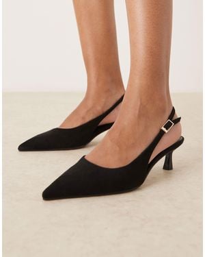 ASOS Wide Fit Skip Slingback Kitten Heel Shoes - Black