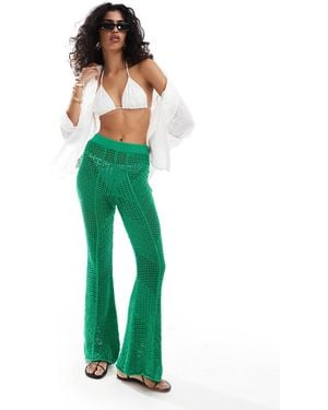 Mango – gehäkelte strickhose - Grün