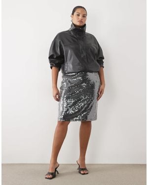ASOS Asos Design Curve Co-ord Sequin Pencil Midi Skirt - Grey