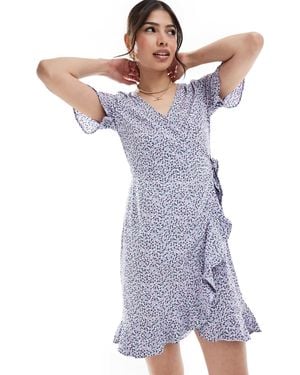 ONLY Frill Wrap Mini Dress - Blue