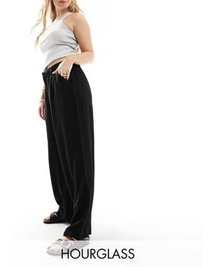ASOS Hourglass Relaxed Straight Leg Trousers With Linen - Black